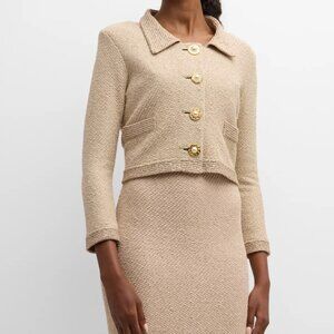 St. John Paillette Twill Crop Jacket, NWT, US4